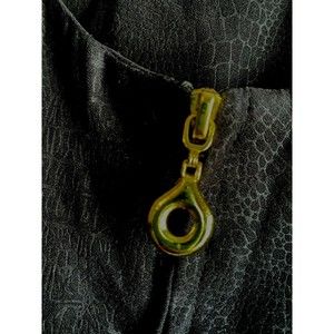 New Koret Woman Black Jacket 26W Gold Tone Zipper Lined Faux Snake Unique CUTE